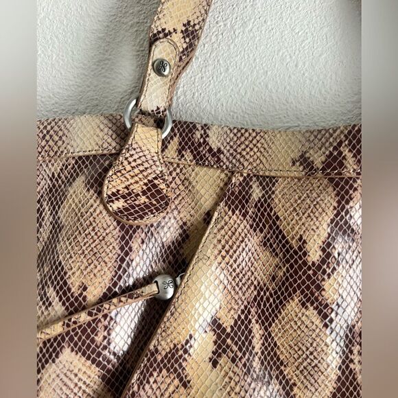 Hobo tote Madrigal Purse neutral Reptile Snake Print Leather Minimalist - Picture 5 of 7